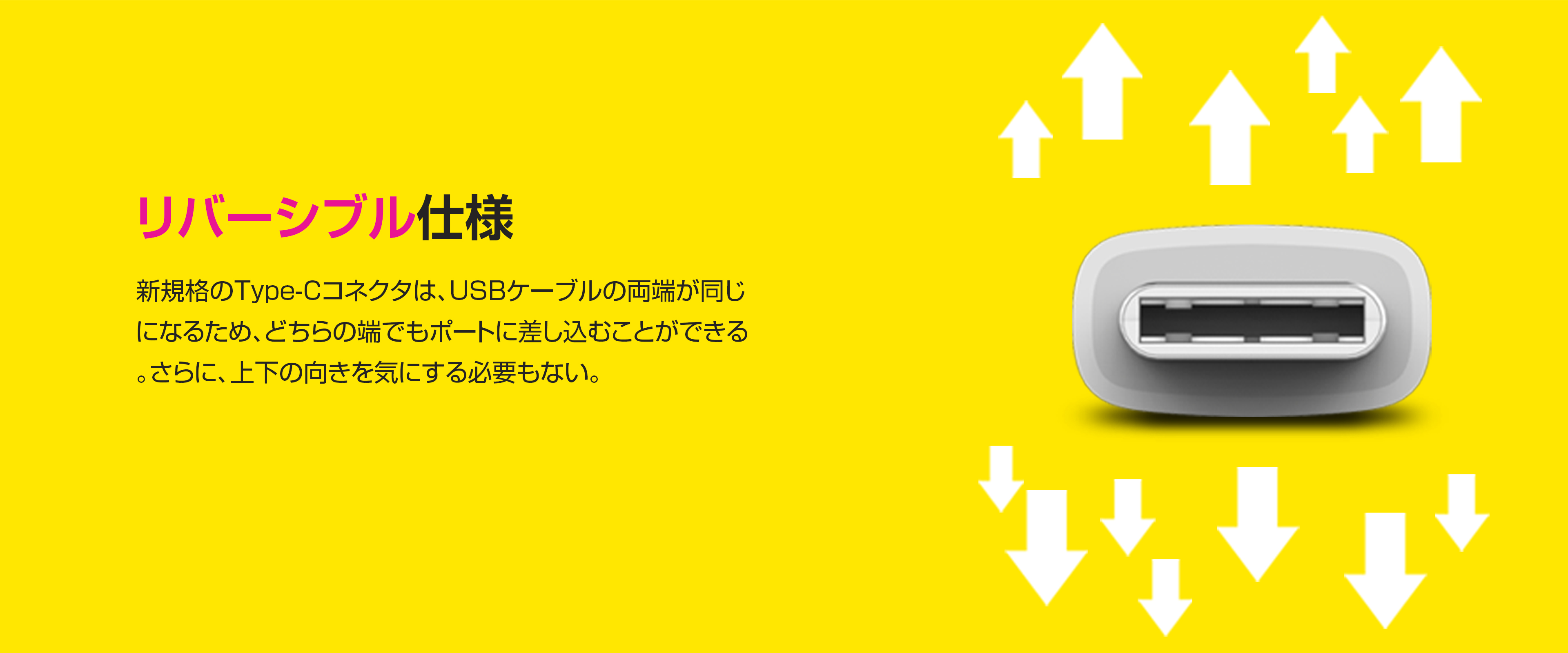 リバーシブル仕様、上下の向きに気にする必要もない